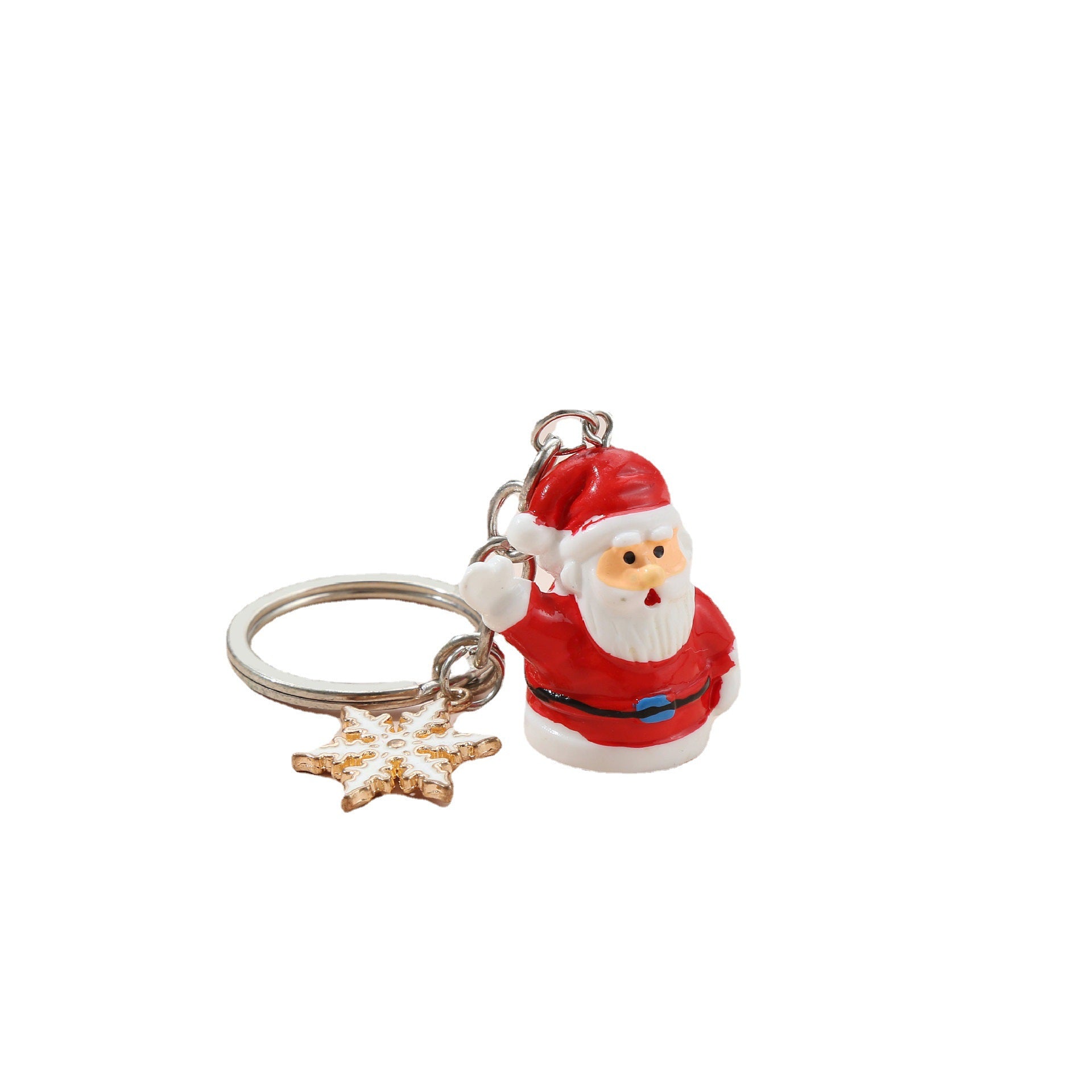 Metal al por mayor de Metal Santa Snowflake Keychain